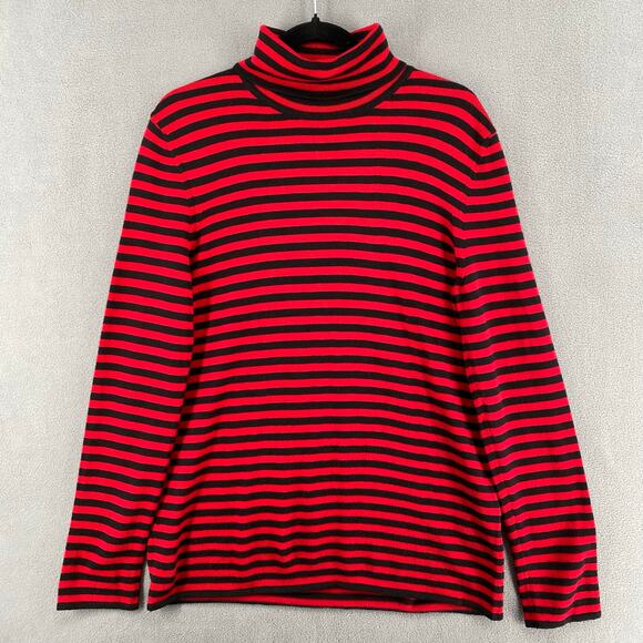 Saint Laurent Paris Long Sleeve Wool Turtleneck Sweater Mens XL Stripe Red Black